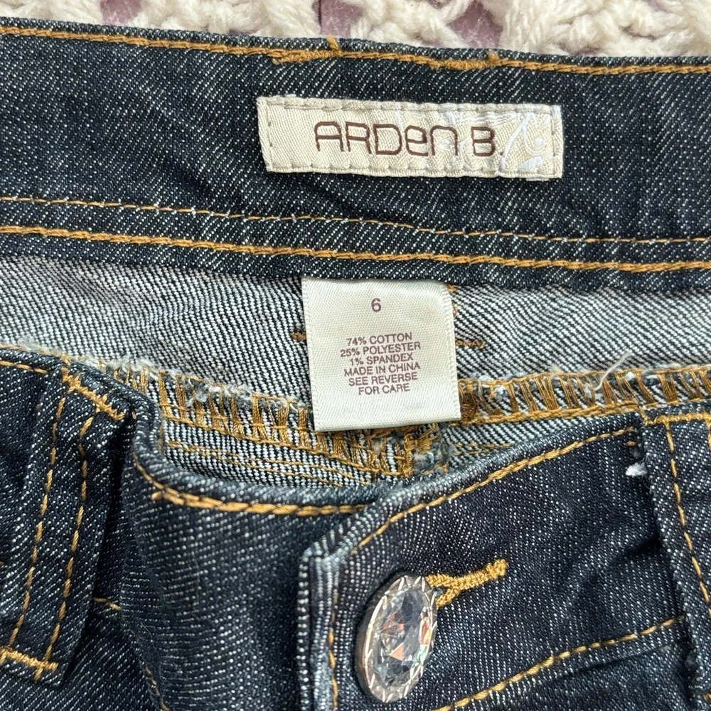 Arden B Embellished Back Pocket Bootcut Flare Jeans Women's Sz 6 W30 Dark Blue.